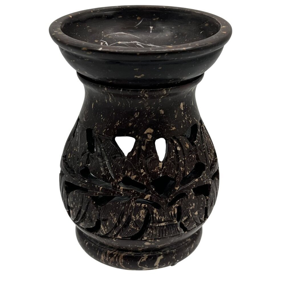 Yankee Candle Carved Soapstone 5" Oil Warmer Tea light Wax tart melts Rustic Art